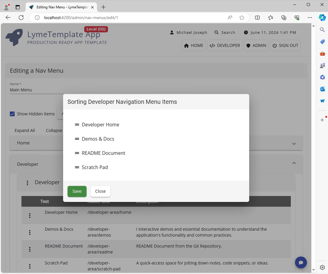 Sorting Nav Menu Items