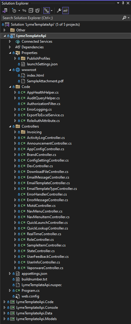 Screenshot of Solution Explorer