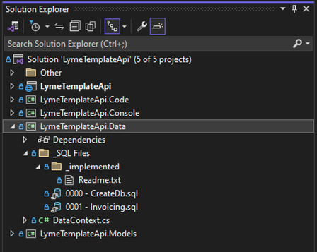 Solution Explorer for Data Project