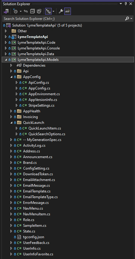 Solution Explorer for Data Project