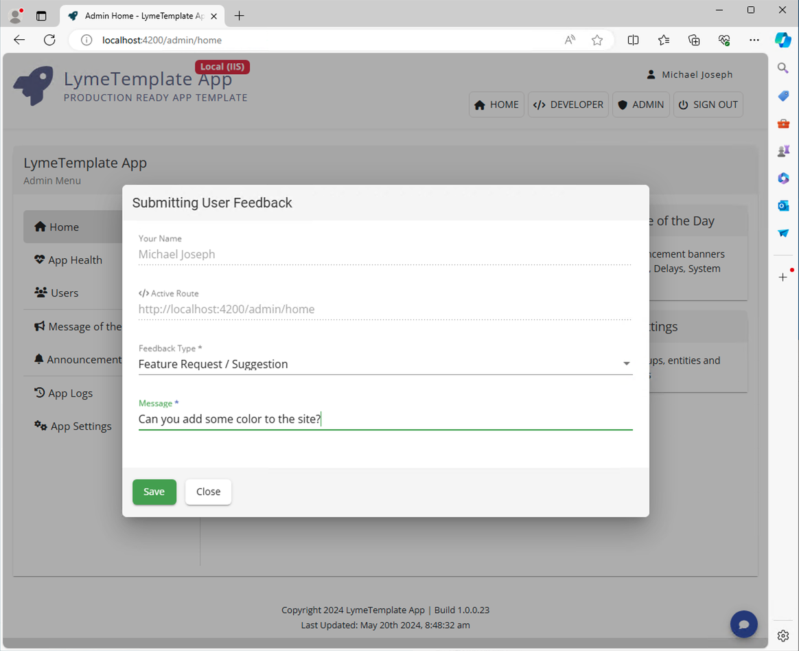User Feedback Form