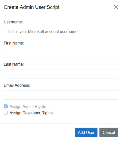 Create User Screenshot