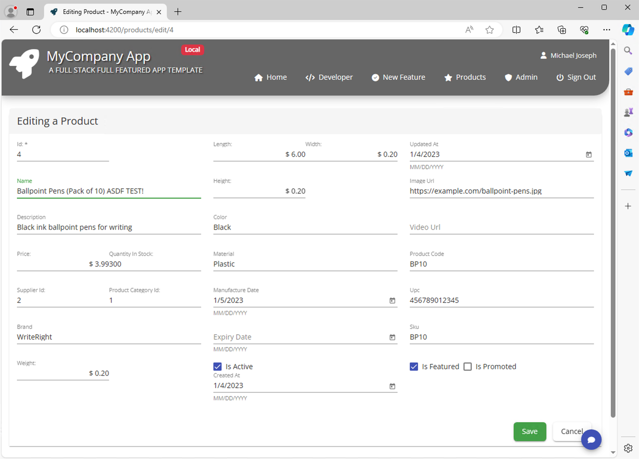 Screenshot of Form