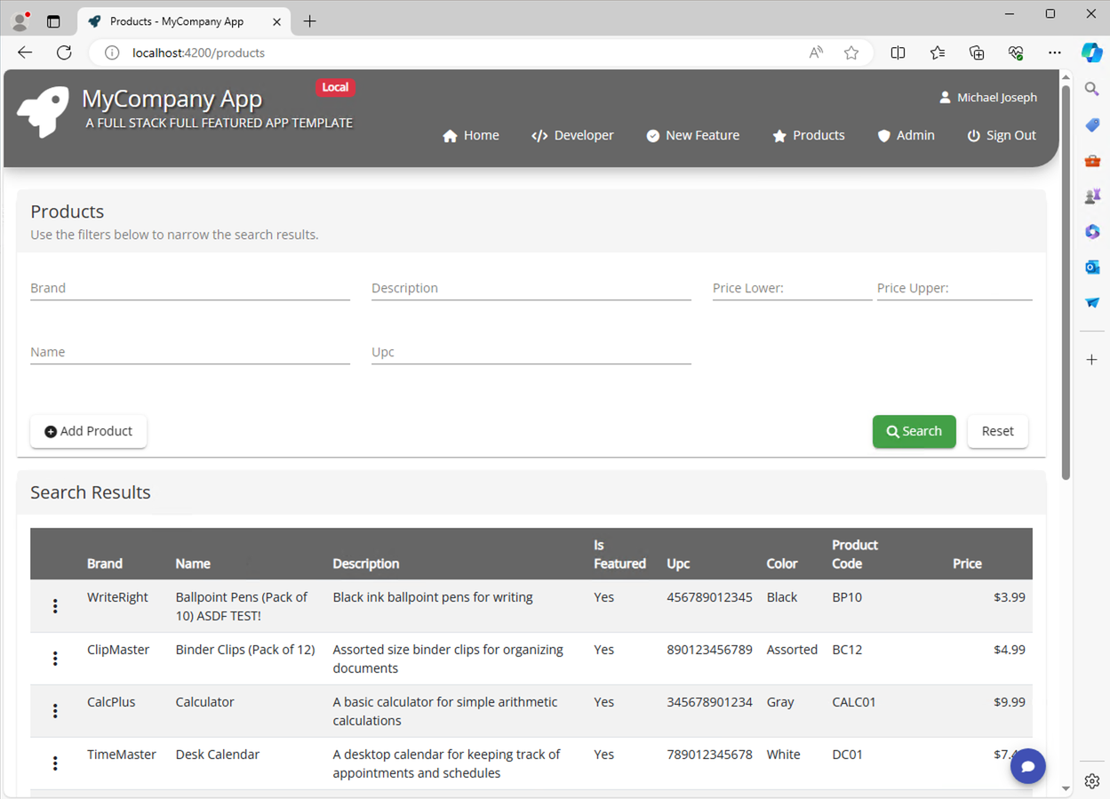 Screenshot of modified output